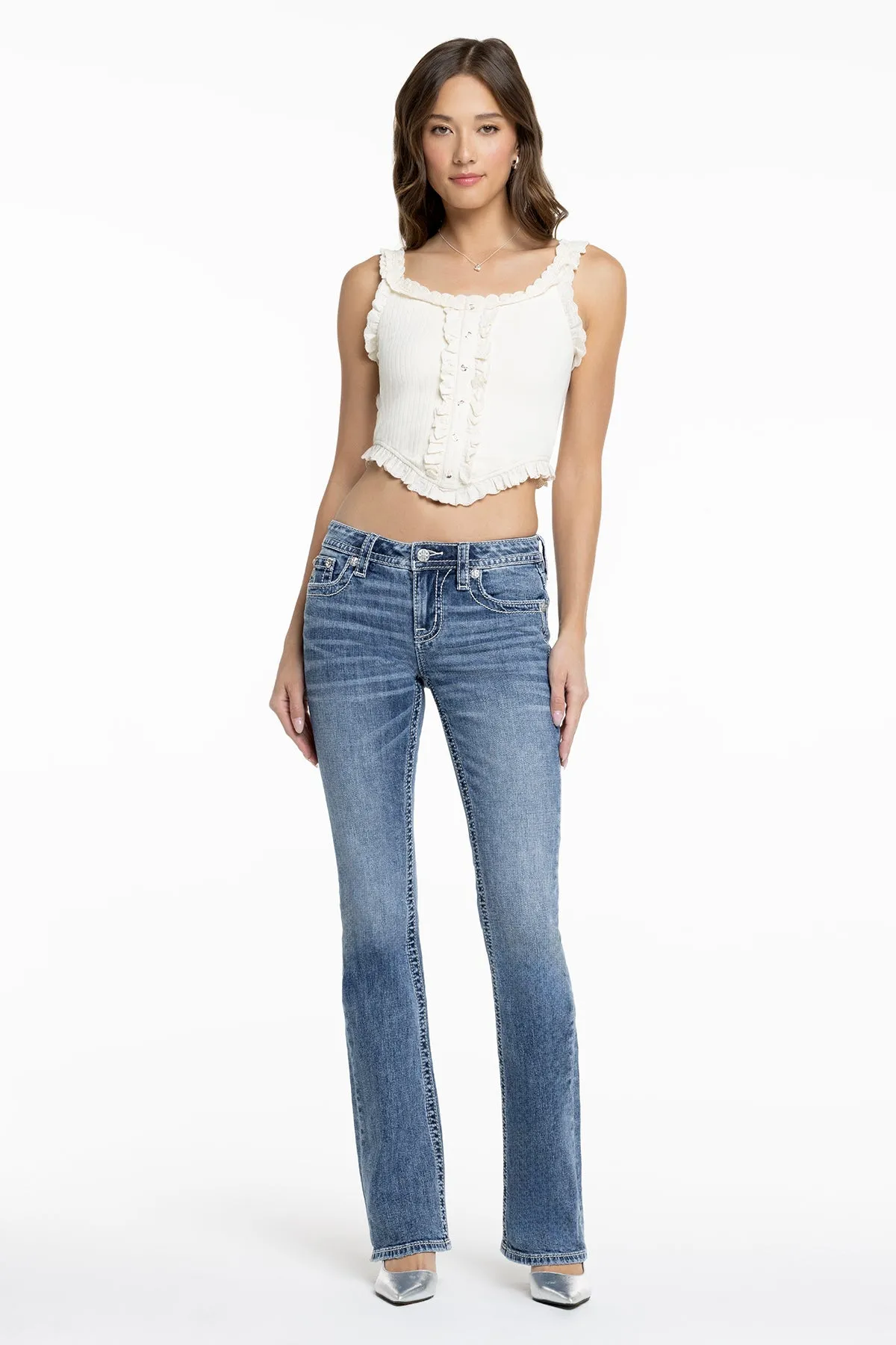 Zinnia Cross Stitch Bootcut Jeans