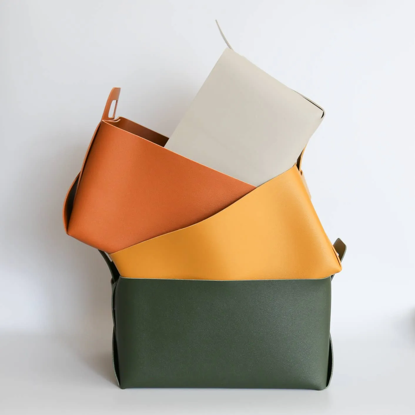 Zora Botanica - Vegan Leather Storage Basket, Medium: Green